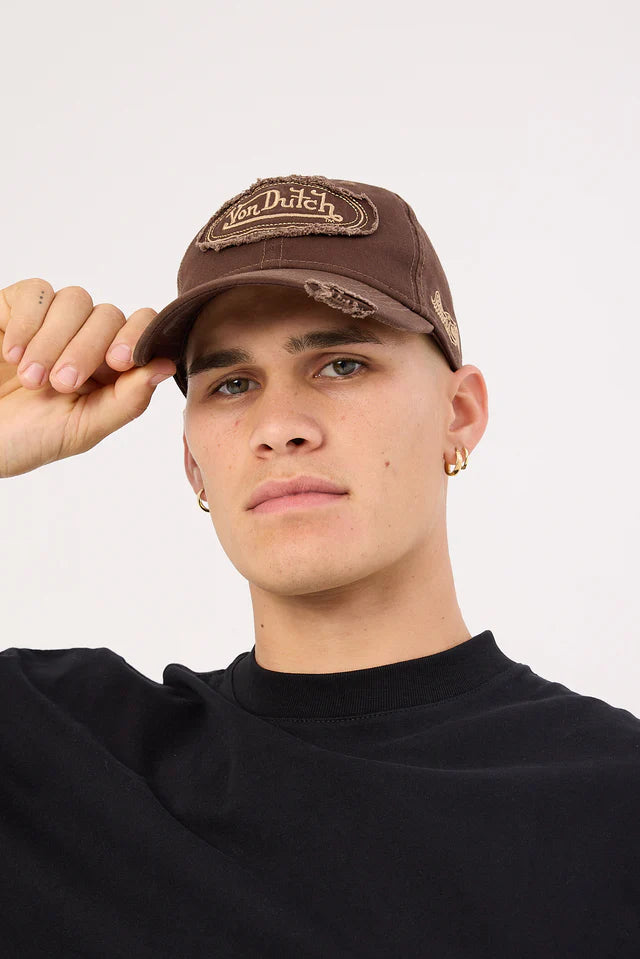 Oval Distressed Dad Cap BROWN