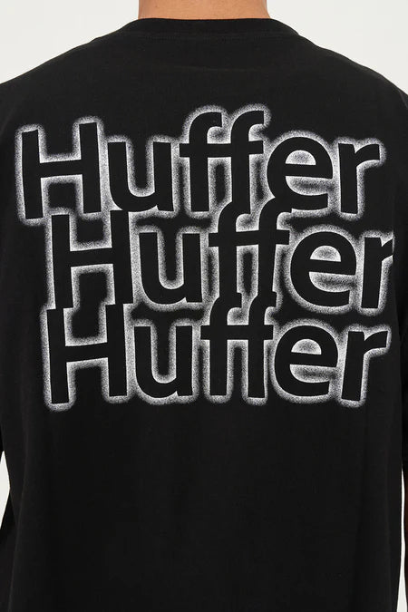 HUFFER // Block Crop Tee 220 DITHER BLACK