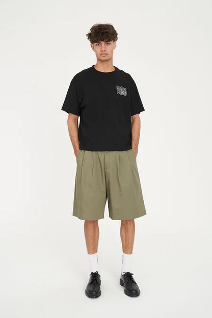 HUFFER // Block Crop Tee 220 DITHER BLACK