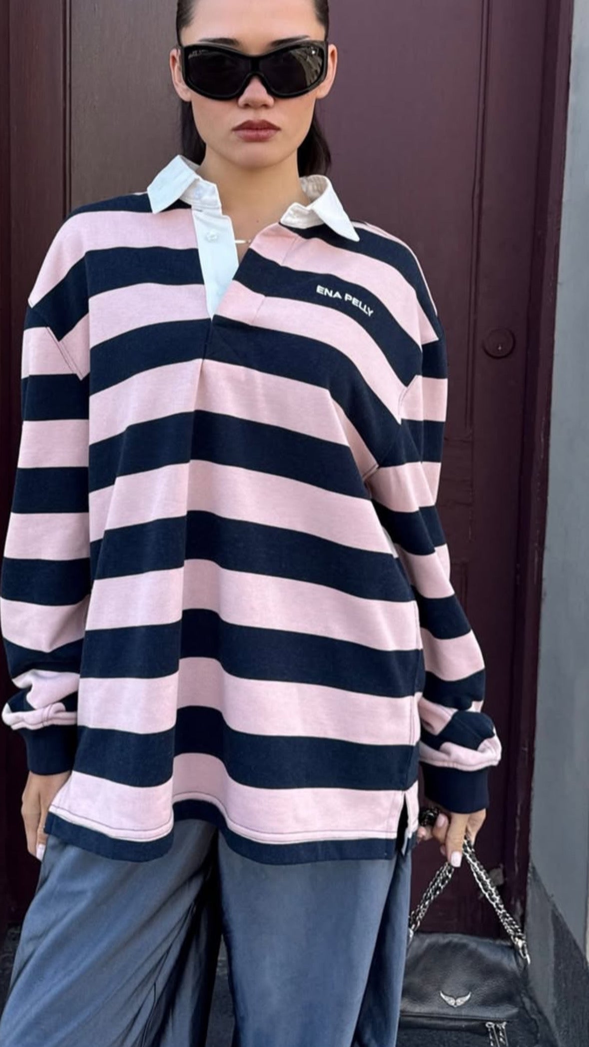 ENA PELLY // Hallie Rugby Jersey NAVY/PINK