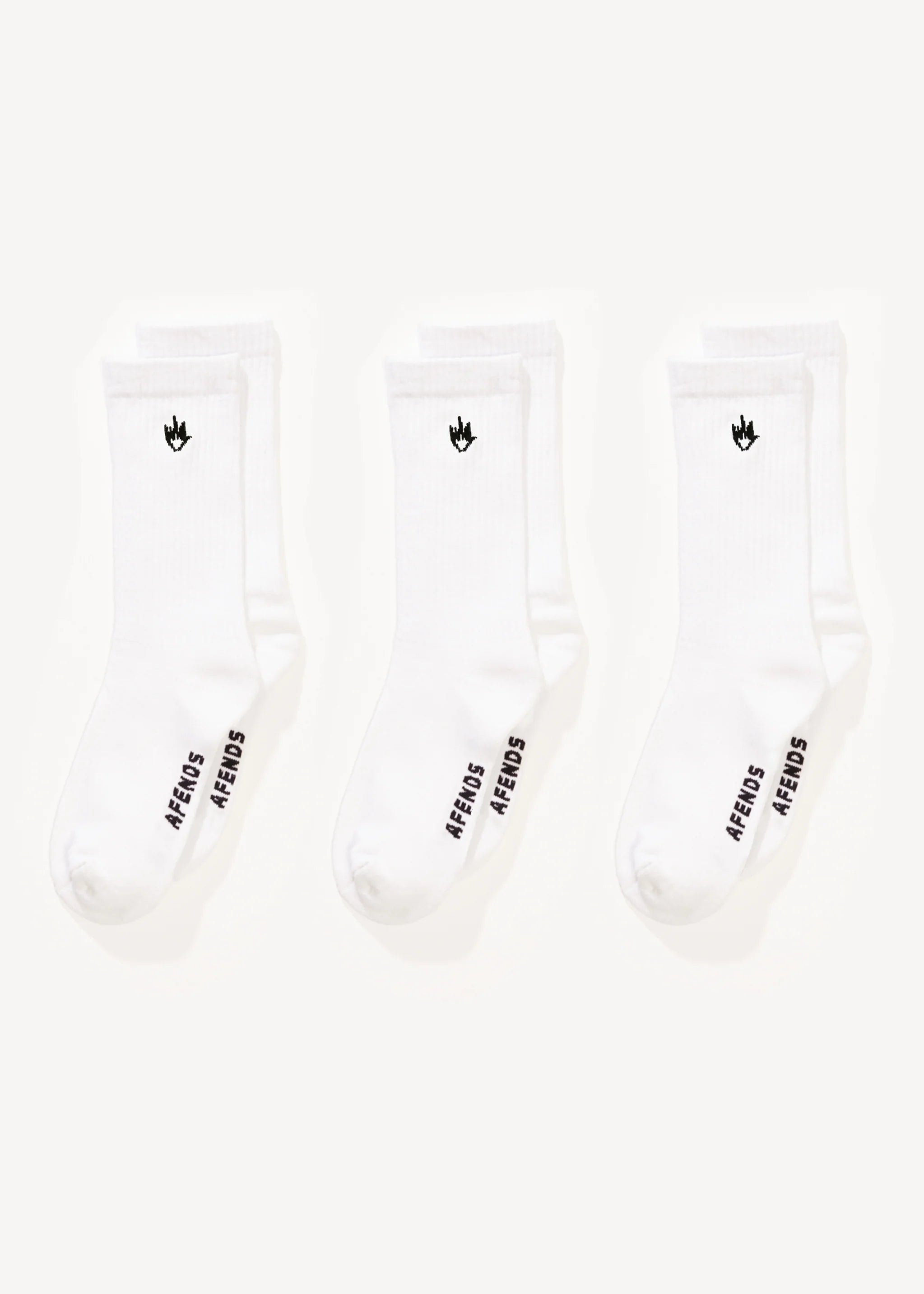 AFENDS // Flame Socks 3 Pack WHITE