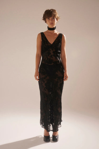 ROLLAS // Eliza Burnout Dress BLACK