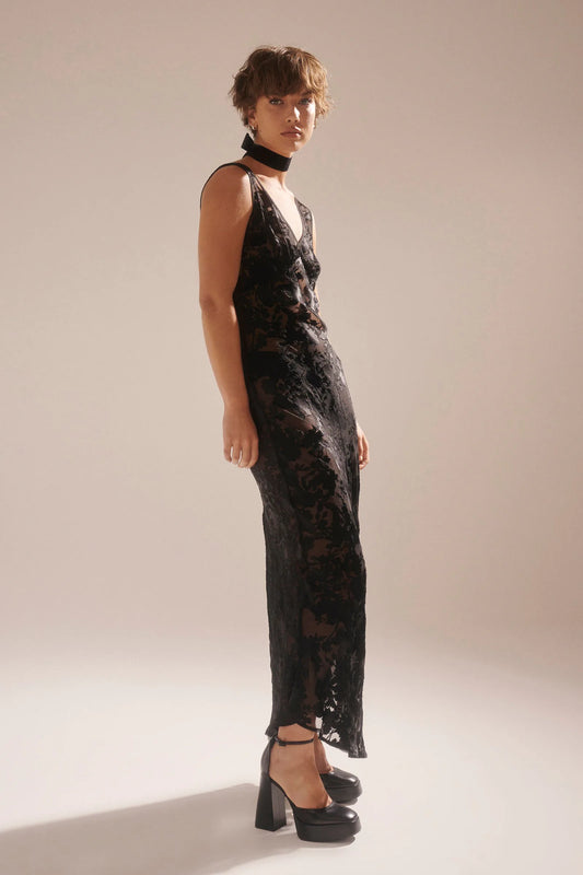 ROLLAS // Eliza Burnout Dress BLACK