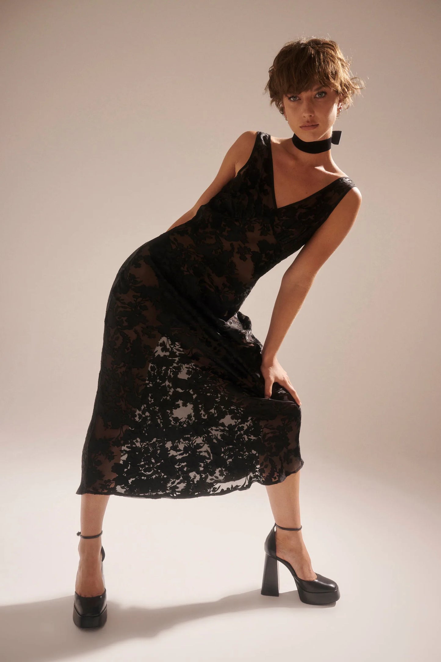 ROLLAS // Eliza Burnout Dress BLACK
