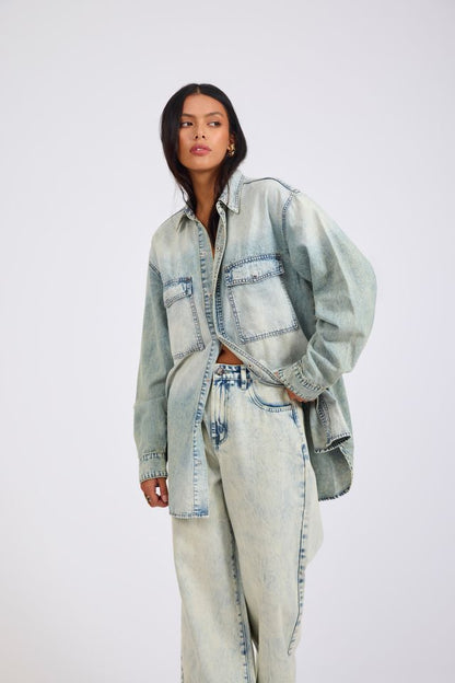 ONE TEASPOON // Essential Denim Shirt ACID BLUE