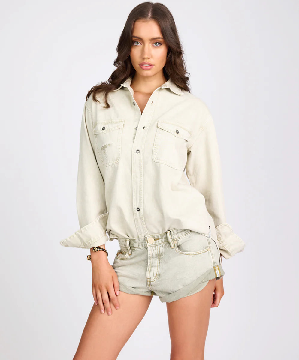 ONE TEASPOON // Everyday Denim Shirt ANTIQUE WHITE
