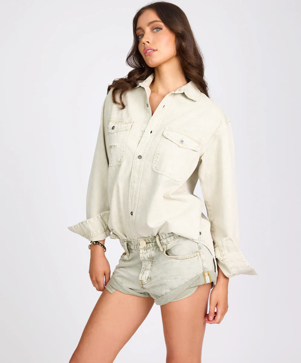 ONE TEASPOON // Everyday Denim Shirt ANTIQUE WHITE