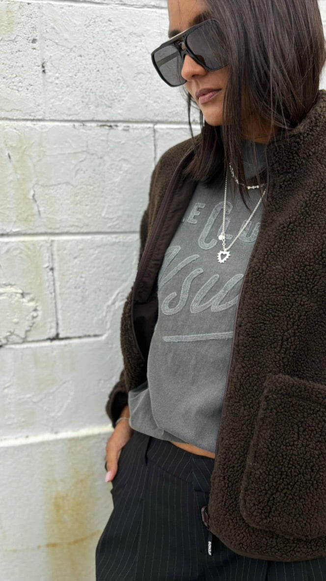 Berlin Reversible Fleece Jacket COFFEE
