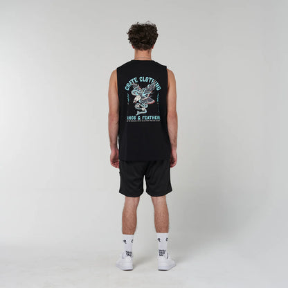 CRATE // Crate Fangs & Feathers Muscle Singlet BLACK