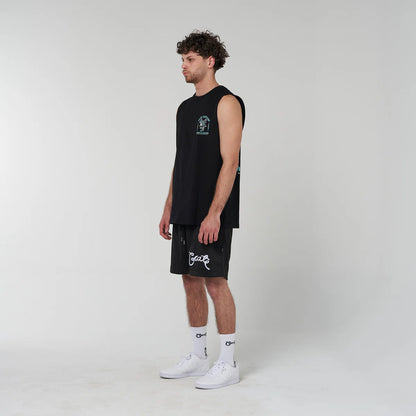 CRATE // Crate Fangs & Feathers Muscle Singlet BLACK