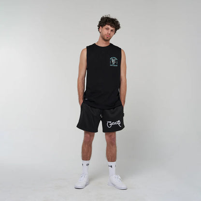 CRATE // Crate Fangs & Feathers Muscle Singlet BLACK