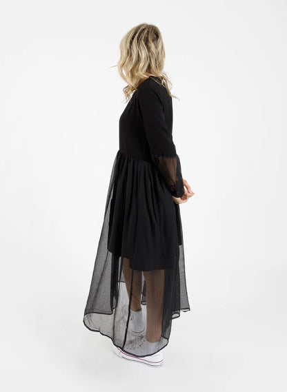 FEDERATION // Sheer Tier Dress BLACK