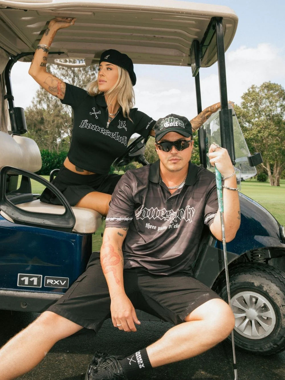 BILLY BONES // Three Putts Polo BLACK