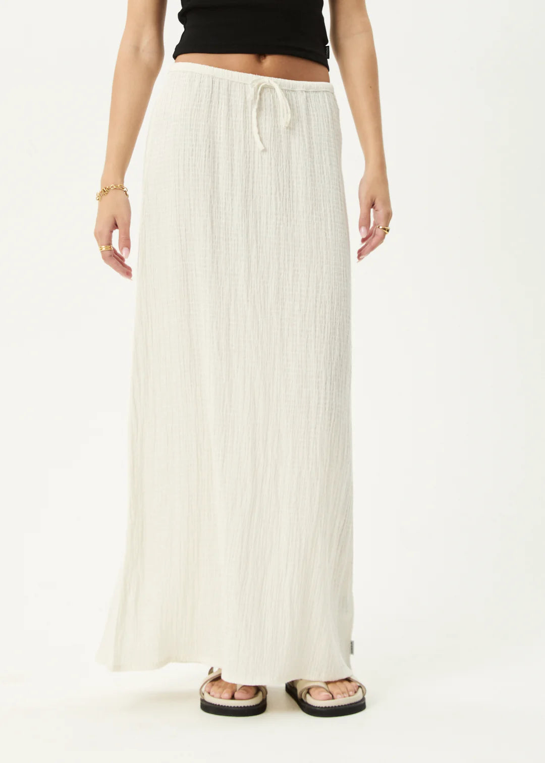 AFENDS // Focus Seersucker Maxi Skirt WHITE