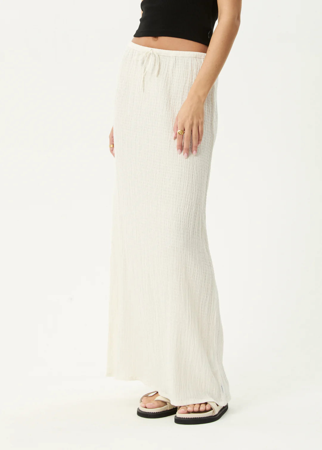 AFENDS // Focus Seersucker Maxi Skirt WHITE
