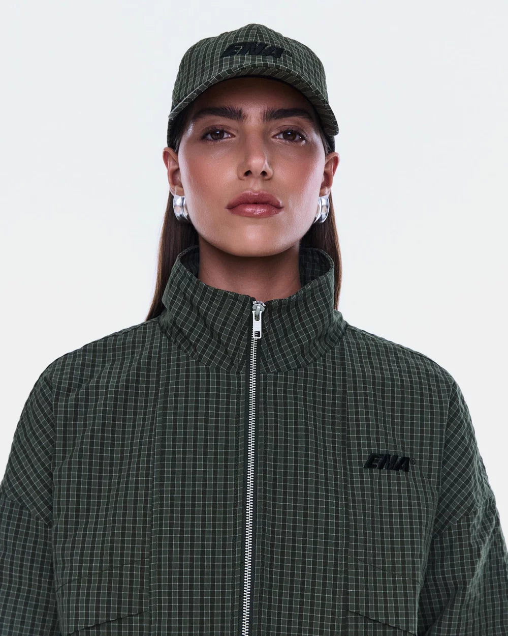 Fallon Check Cap OLIVE CAP