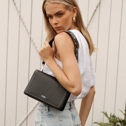 SOL SANA // Flap Bag BLACK SILVER