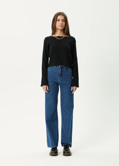 AFENDS // Focus Seersucker LS Top BLACK