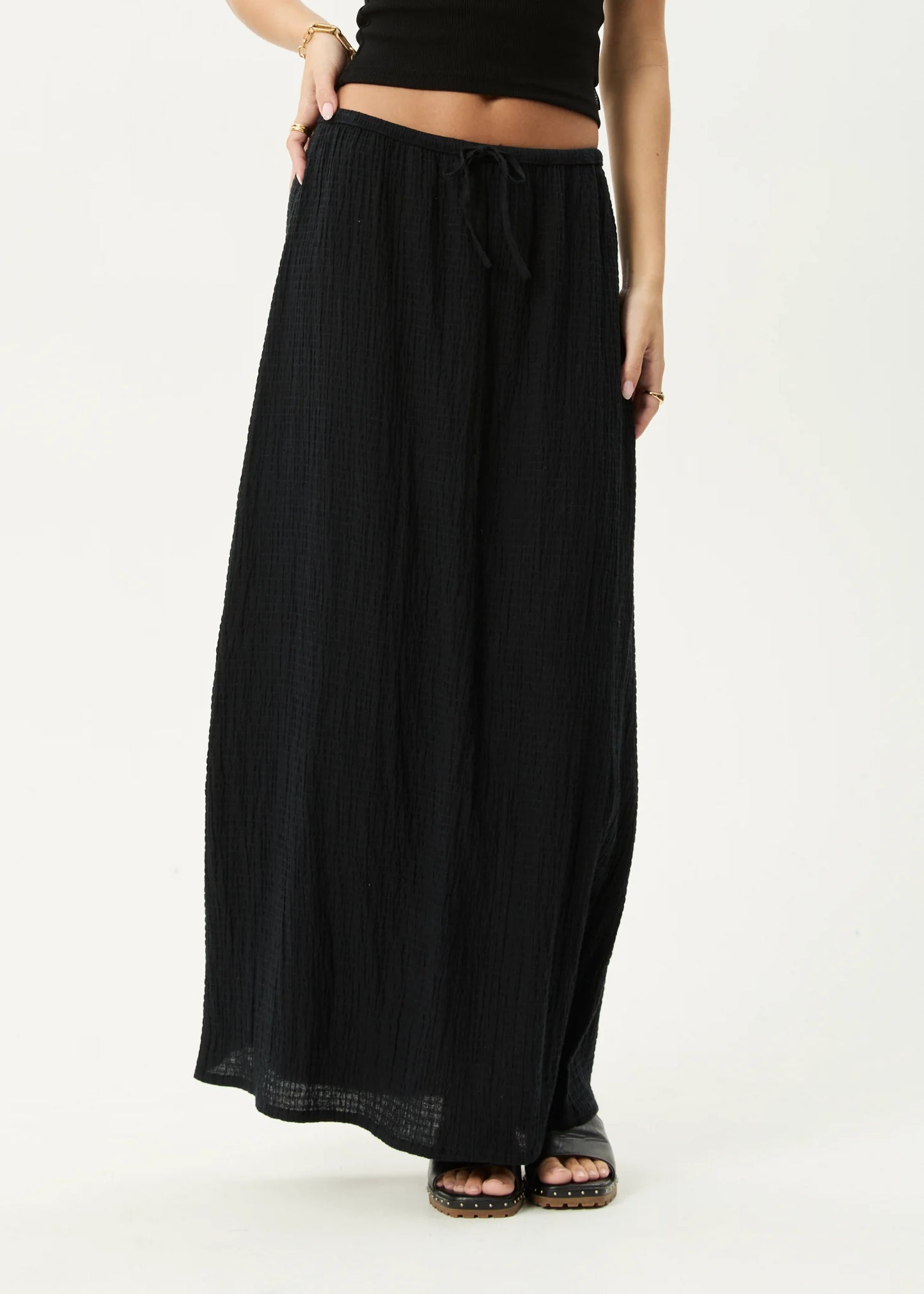 AFENDS // Focus Seersucker Maxi Skirt BLACK