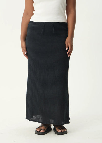 AFENDS // Focus Seersucker Maxi Skirt BLACK