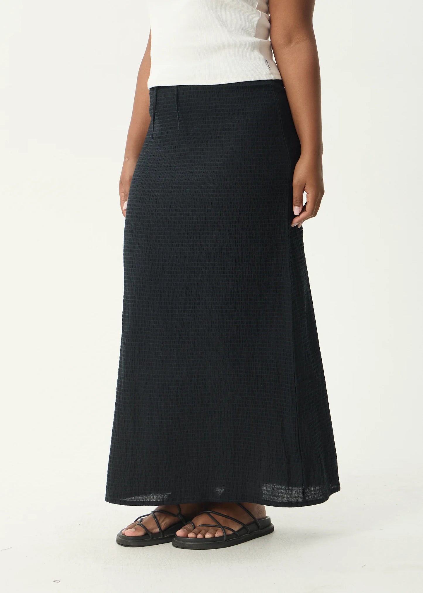 AFENDS // Focus Seersucker Maxi Skirt BLACK