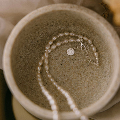 SILVER LININGS // Frida Pearl Beaded Necklace Silver