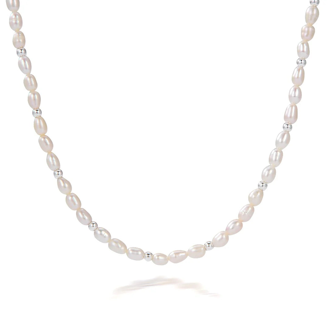 SILVER LININGS // Frida Pearl Beaded Necklace Silver