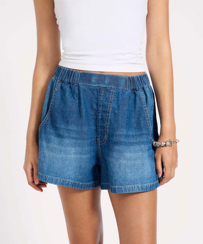 ONE TEASPOON // Funks Hi Waist Elasticated Flippy Denim BLUE PASADENA