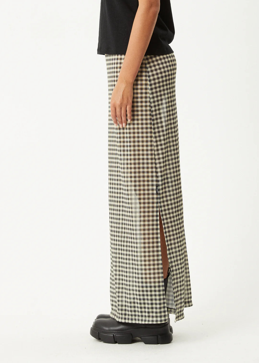 AFENDS // Gambet Sheer Maxi Skirt SAND BLACK