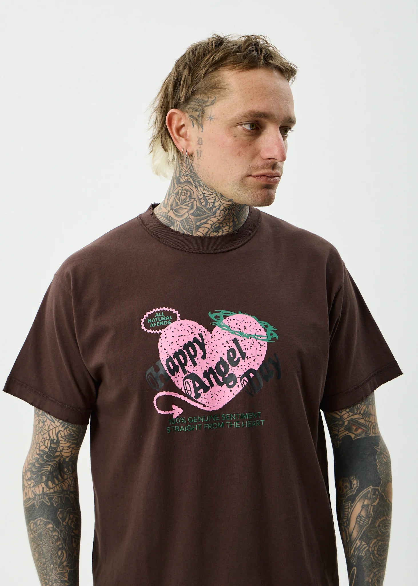 AFENDS // Genuine Sentiment Heavy Box Tee WASHED COFFEE