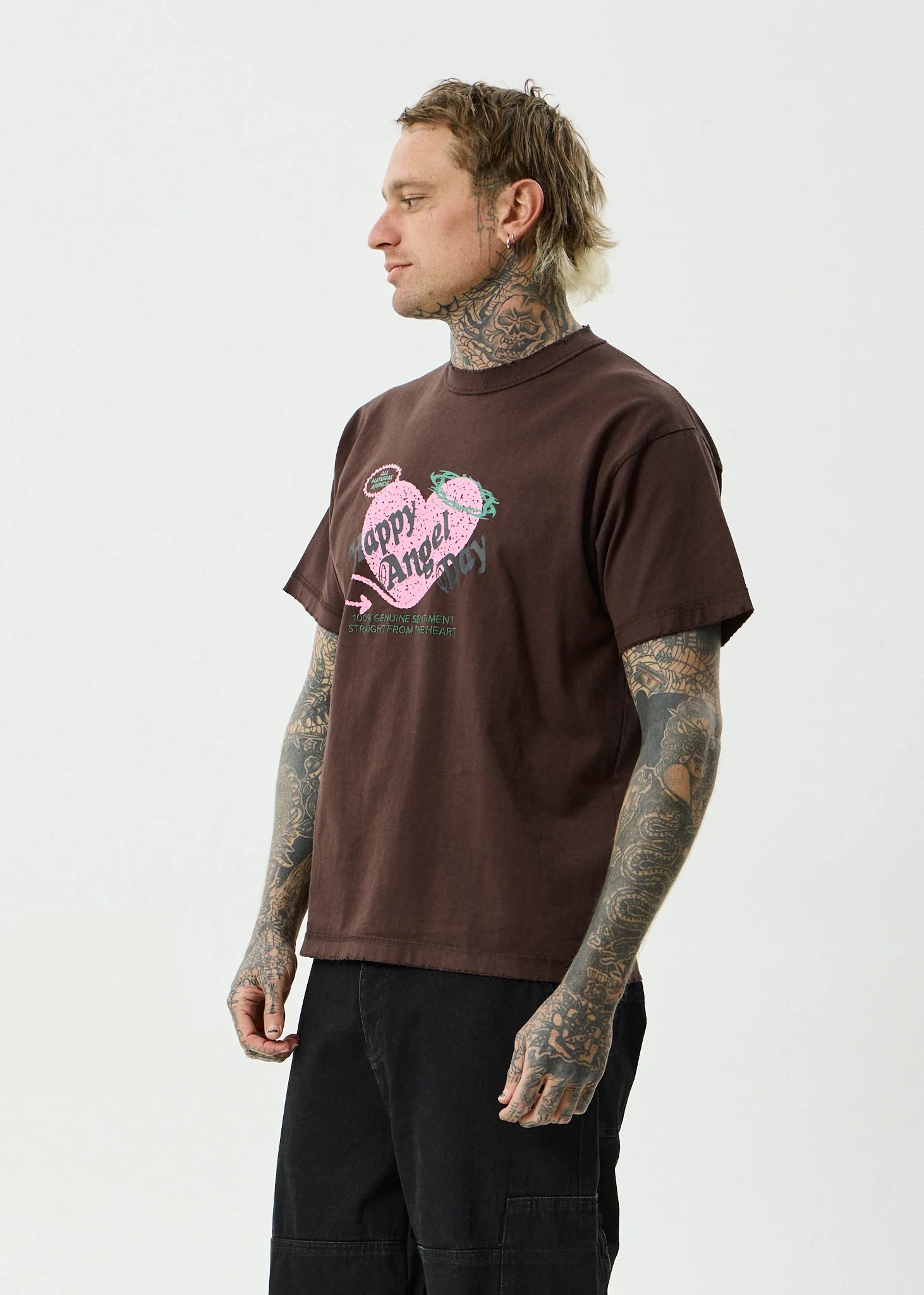 AFENDS // Genuine Sentiment Heavy Box Tee WASHED COFFEE