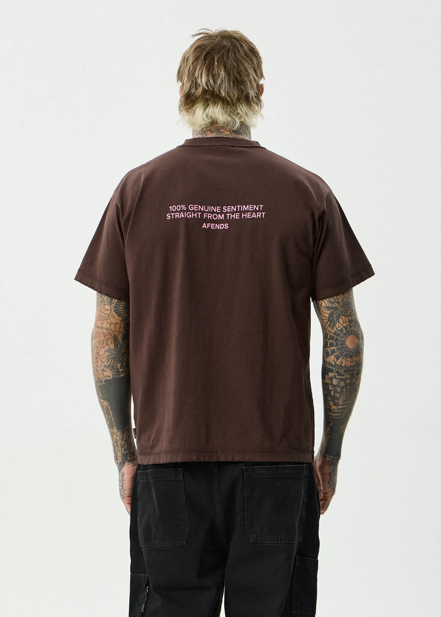 AFENDS // Genuine Sentiment Heavy Box Tee WASHED COFFEE