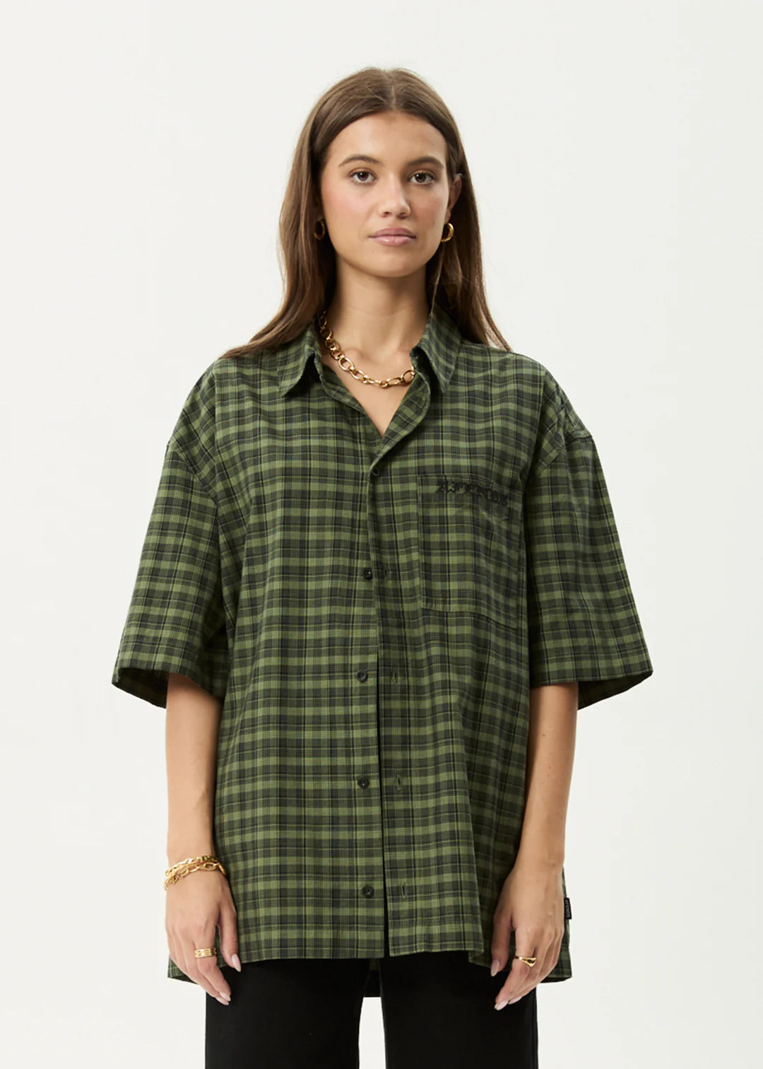 AFENDS // Ghost SS Shirt OIL GREEN