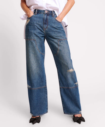 ONE TEASPOON // Jackson Utility Mid Waist Wise Leg GRITTY BLUE