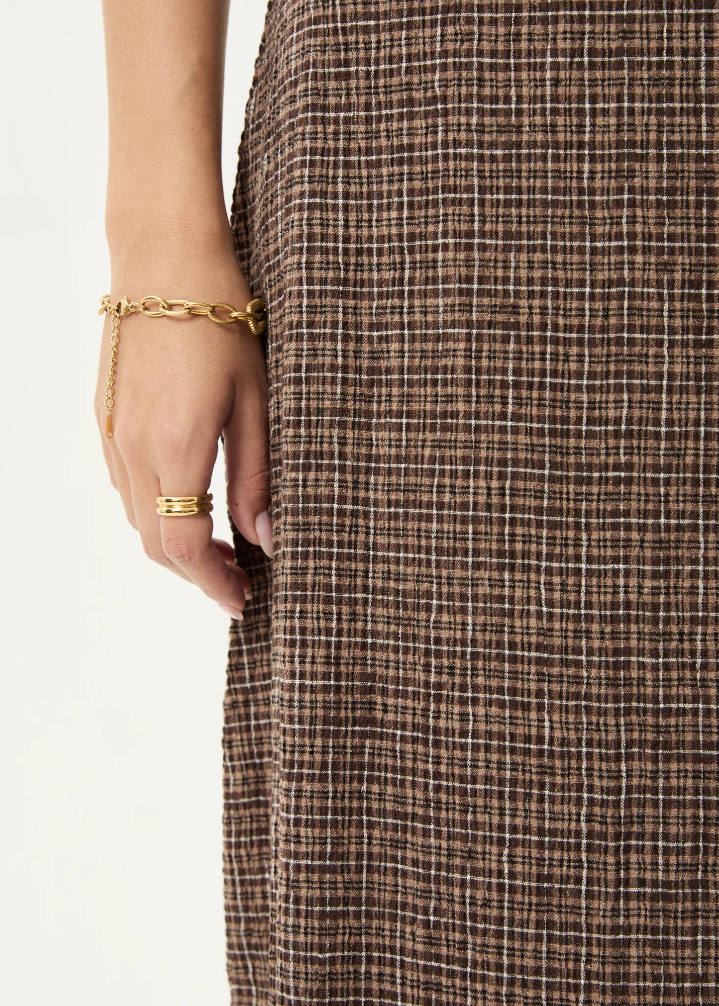 AFENDS // Hometown Seersucker Skirt COFFEE
