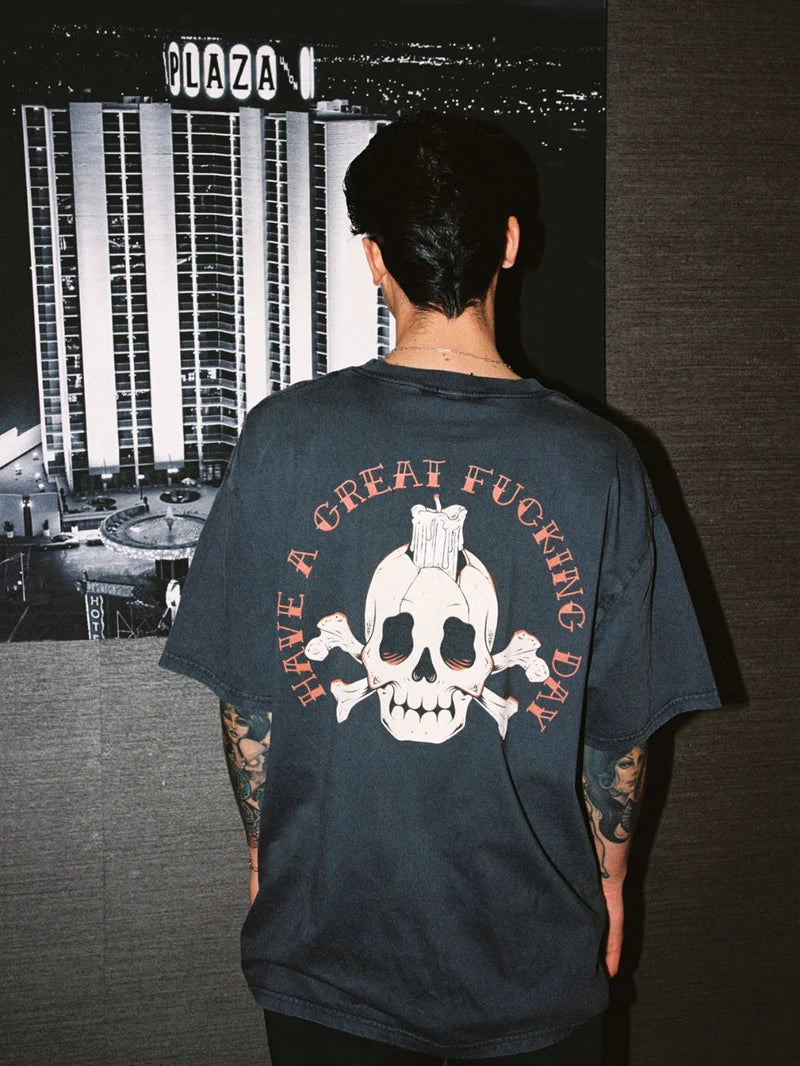 BILLY BONES // Have A Gr8 Day 2.0 Tee WASHED BLACK