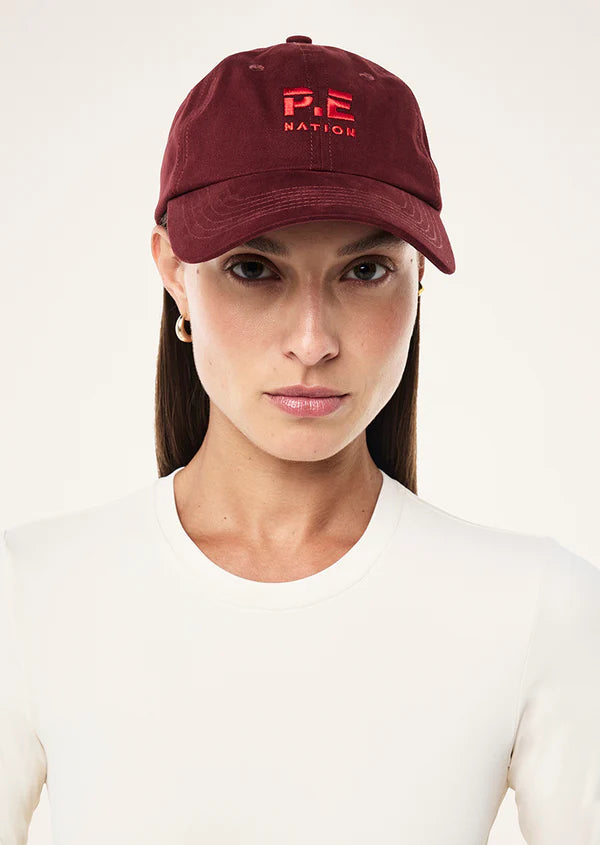 P.E NATION // Heads Up Cap CABERNET/STRAWBERRY