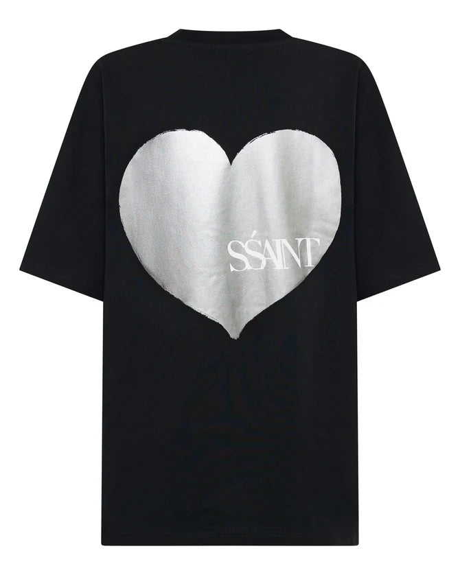 SSAINT // Heart Tee BLACK/SILVER