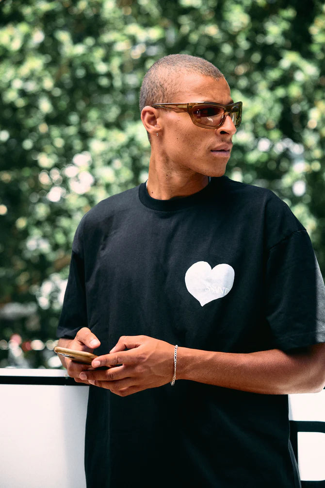 SSAINT // Heart Tee BLACK/SILVER