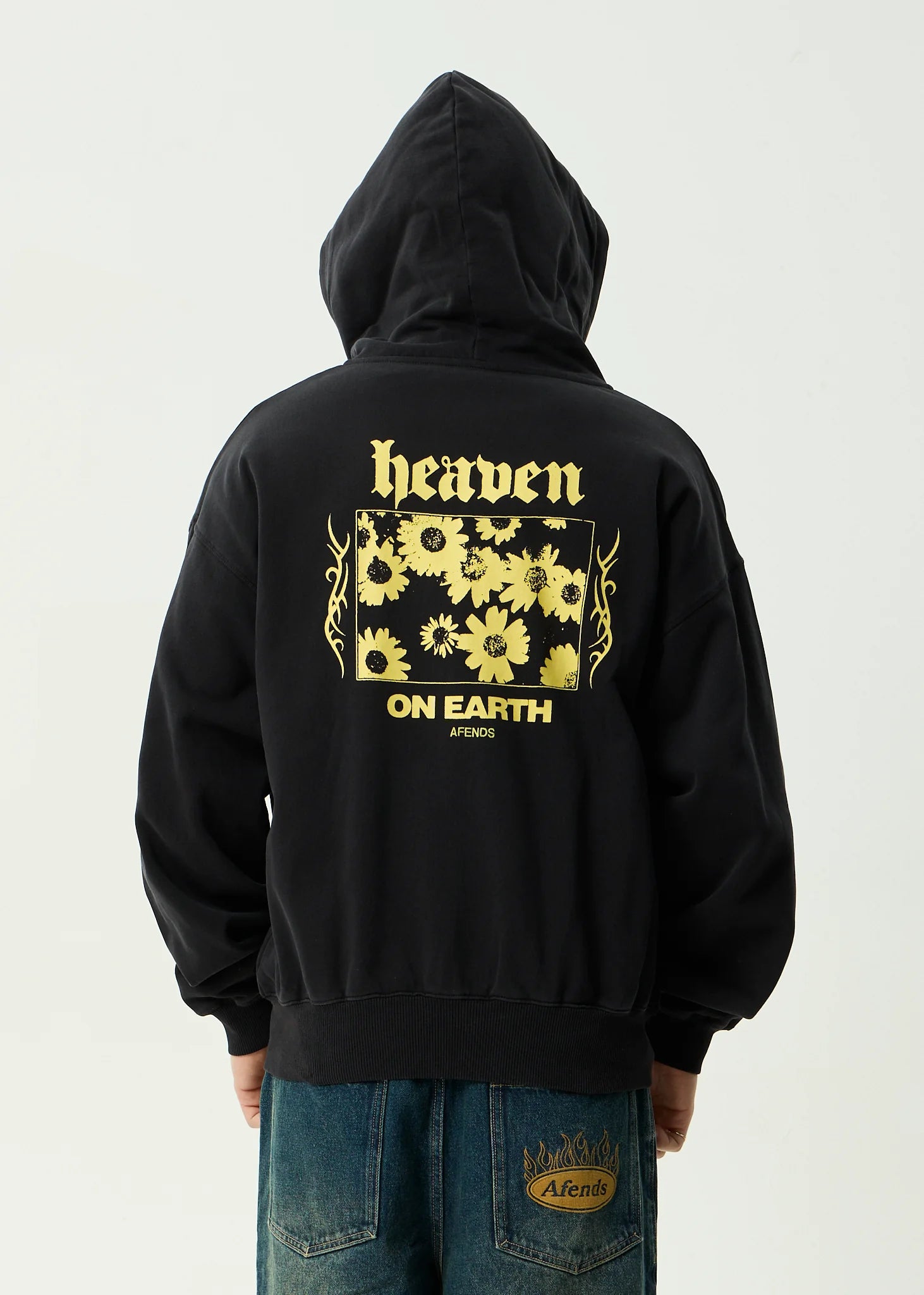 AFENDS // Heaven Boxy Zip Hood STONE BLACK