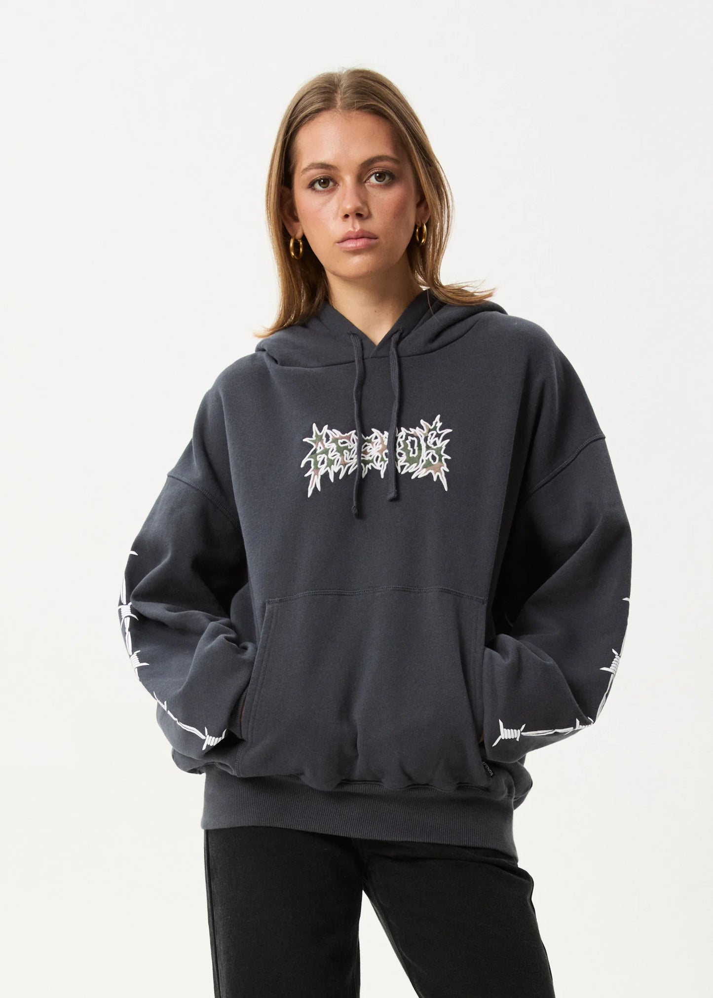 AFENDS // Hidden Boxy Pull On Hood CHARCOAL