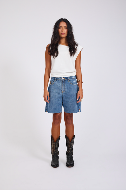 ONE TEASPOON // Jackson Mid Waist Shorts HOODLUM BLUE
