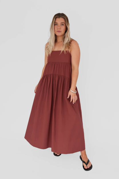 BEIGED // Tiered Dress MAROON