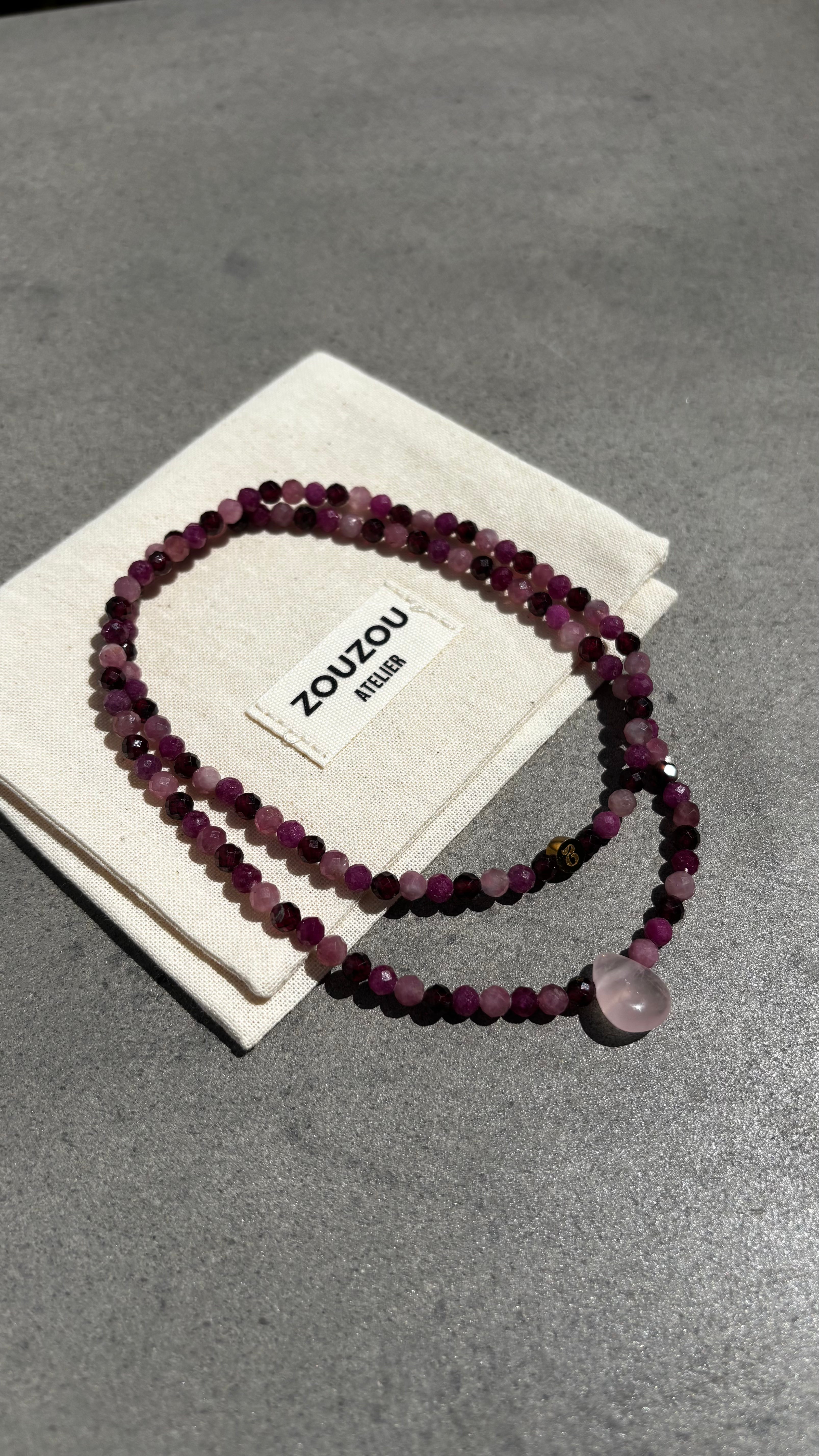 Garnet/Pink Tourmaline Pendant Necklace