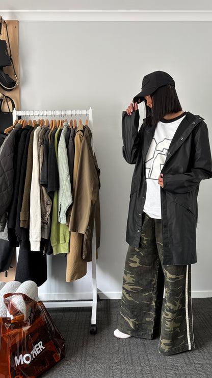 PRE-LOVED // RAINS Unisex Long Jacket BLACK