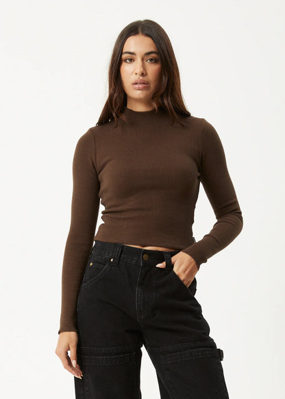 AFENDS // Iconic LS Rib Top COFFEE