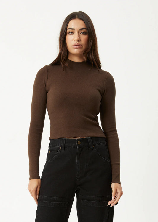 AFENDS // Iconic LS Rib Top COFFEE