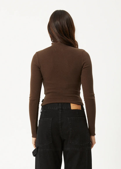 AFENDS // Iconic LS Rib Top COFFEE