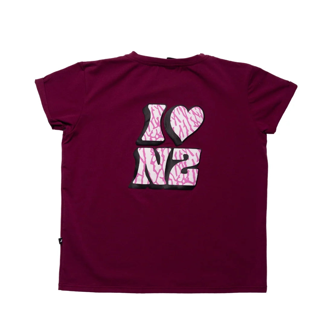 I Love NZ Bailey Tee BOYSENBERRY