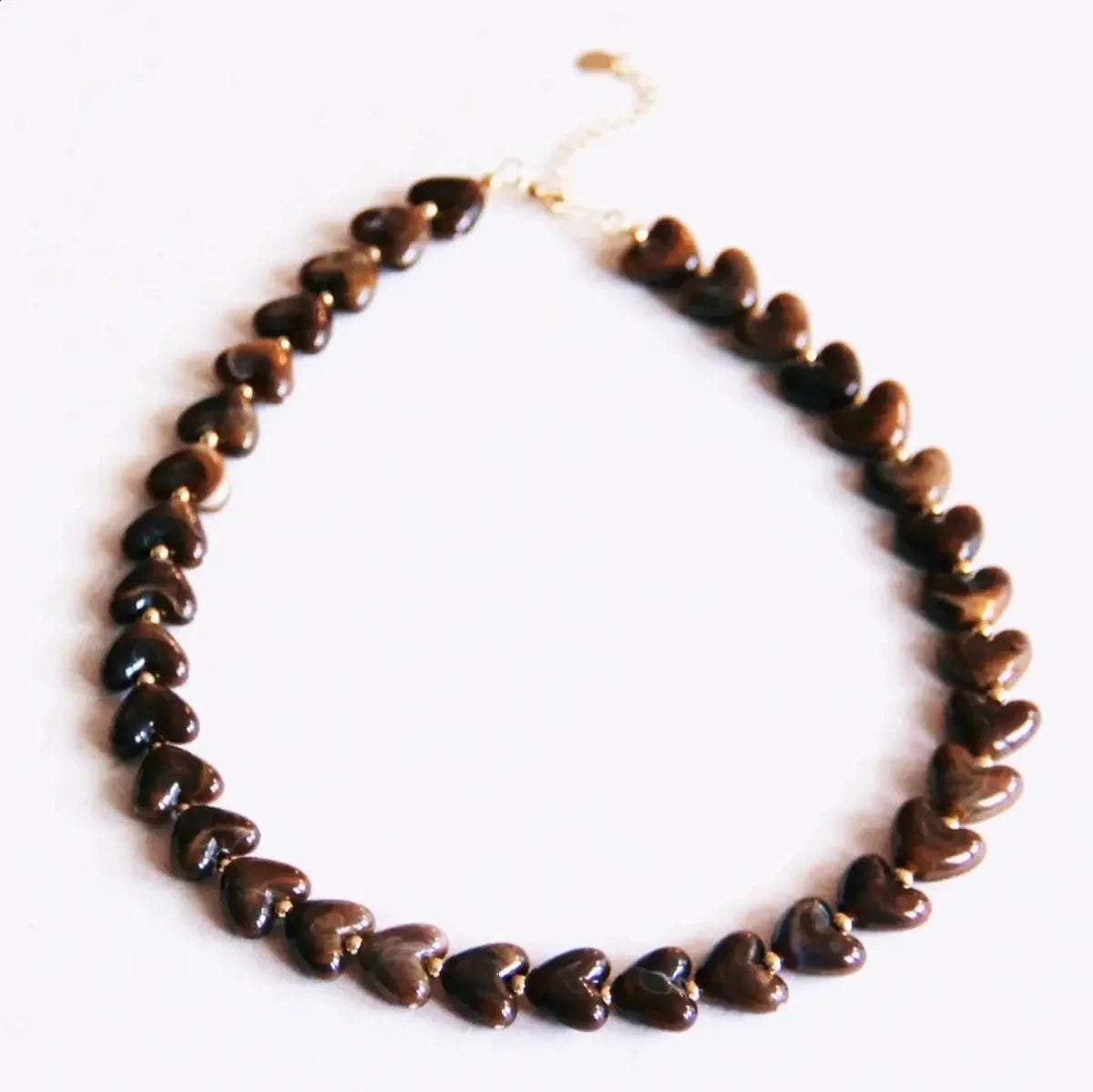 Beaded Heart Necklace BROWN